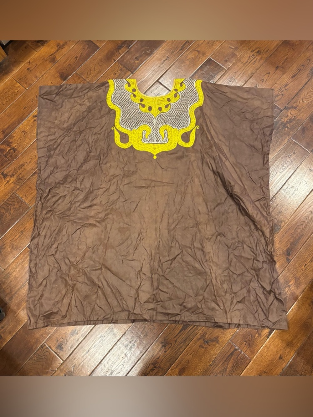 African Brown Yellow White Tunic USED